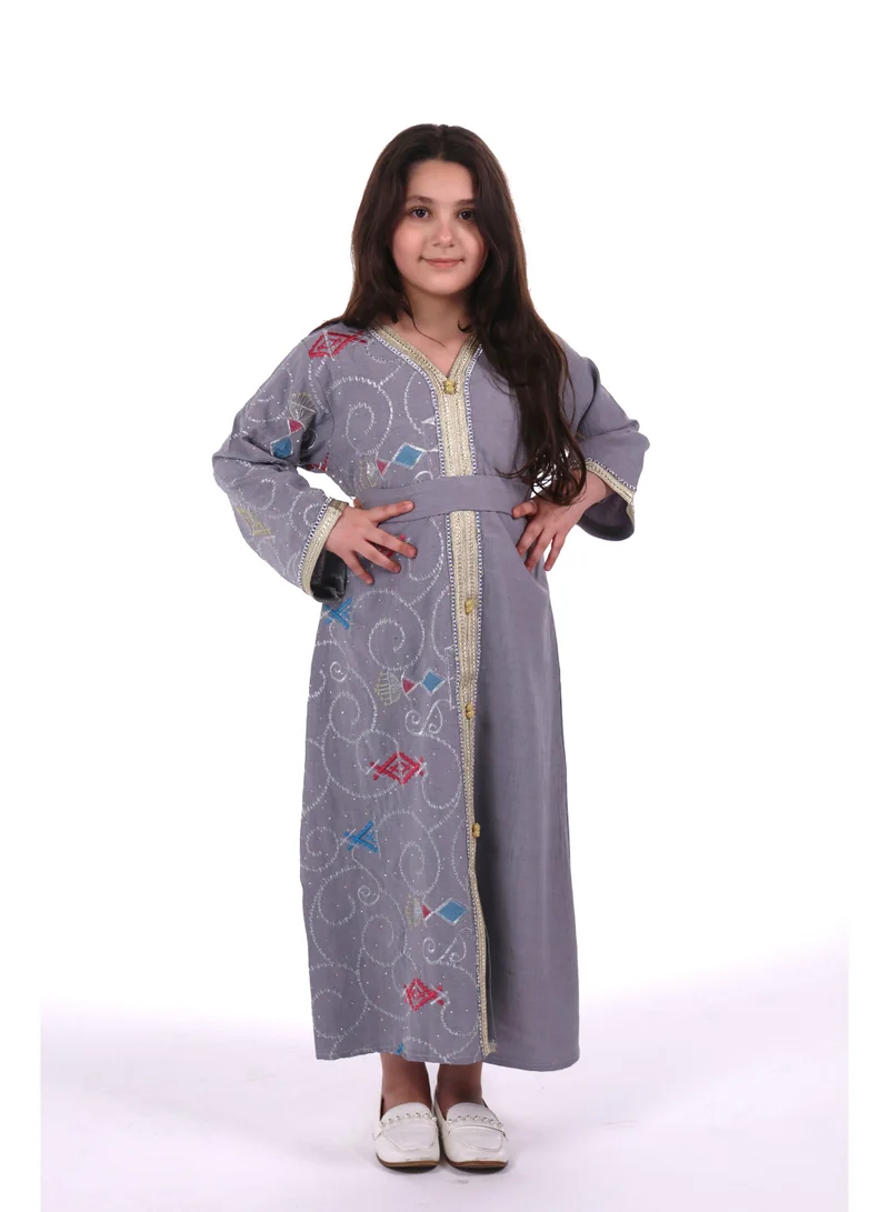 AL BENT AL SHARQIEH grey Mom & Daughter Embroidred jalabiya dress for Women | Best Price UAE